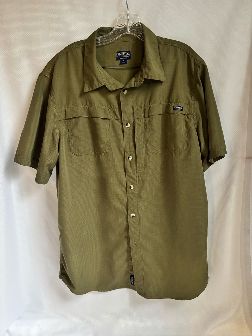 Smith's Workwear Men's Short Sleeve Ripstop Hiking Shirt - Olive Green
